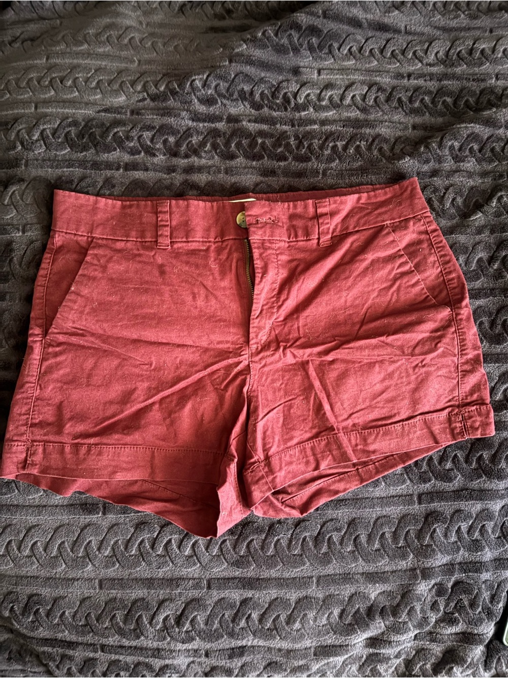 Womens Burgundy Cotton Blend Casual Shorts